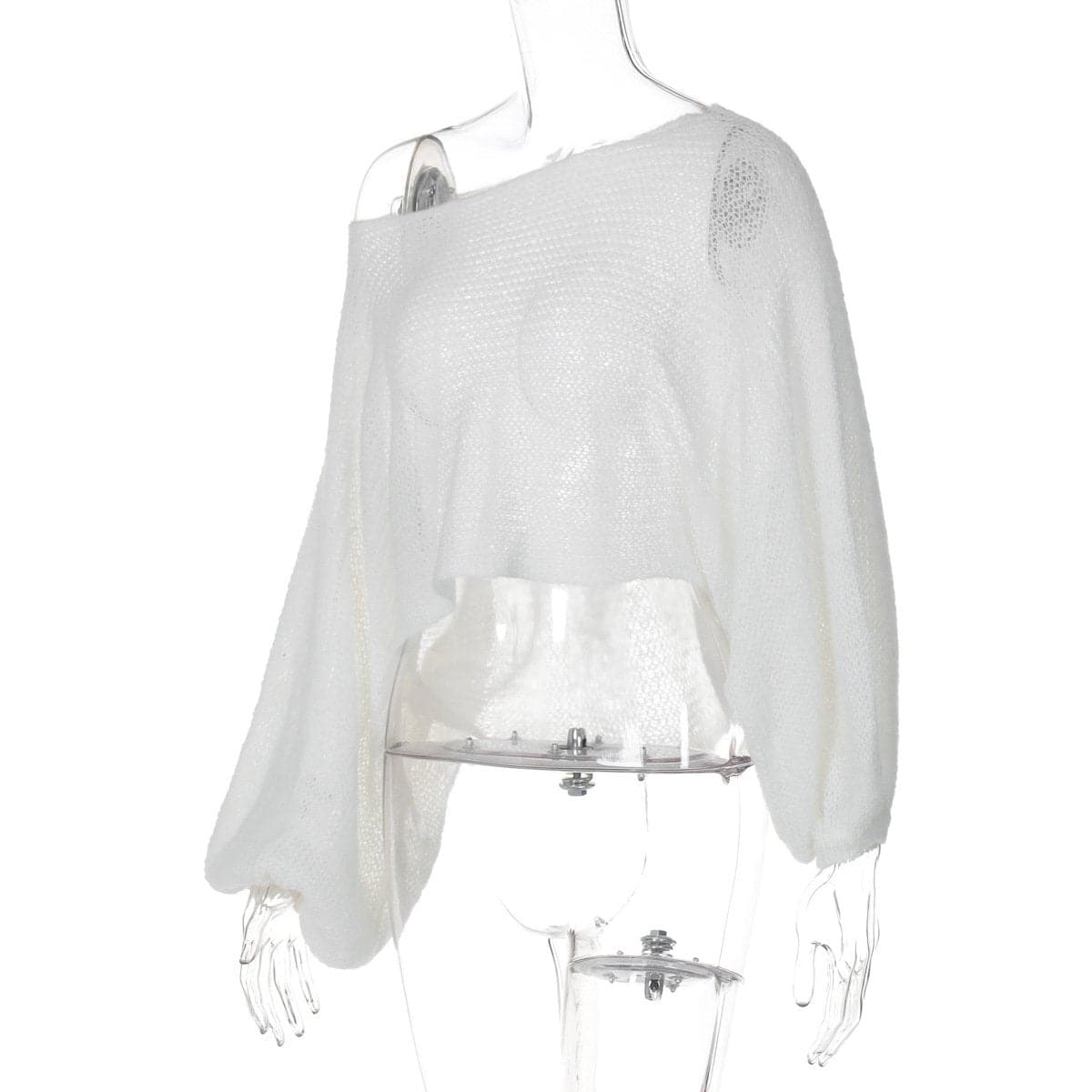 Effortless Glamour: One-Shoulder Sheer Knit Puff Sleeve Top | Fall Style Statement