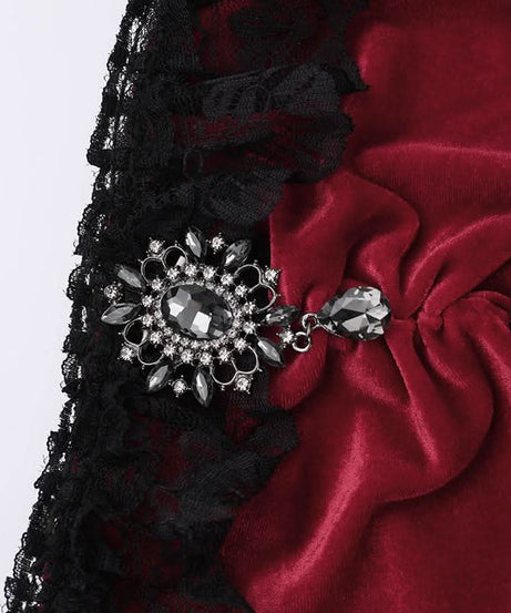 Sultry Red Velvet Off-Shoulder Lace Maxi Gown | High Slit Evening & Holiday Party Dress