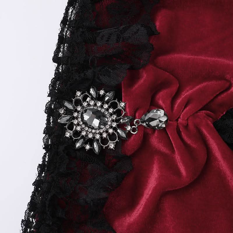 Sultry Red Velvet Off-Shoulder Lace Maxi Gown | High Slit Evening & Holiday Party Dress