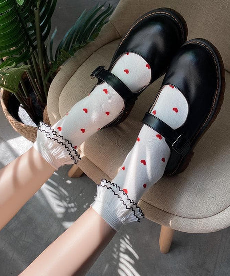 Darling Ruffle Heart Crew Socks | Cozy Fall & Holiday Style for Her