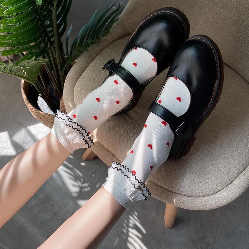 Darling Ruffle Heart Crew Socks | Cozy Fall & Holiday Style for Her