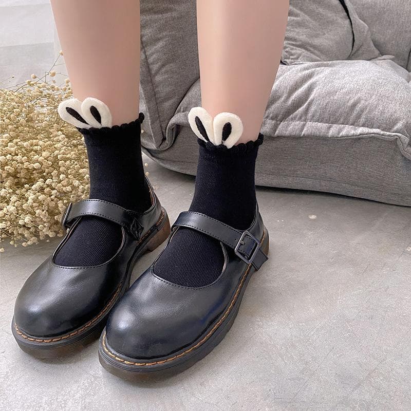 Whimsical Bunny Ears Ruffle Ankle Socks - Cozy Cute for Fall & Halloween!