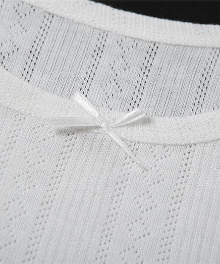 Coquette Chic Ruffle Knit Crop Top - Y2K Inspired Bow Detail Tee