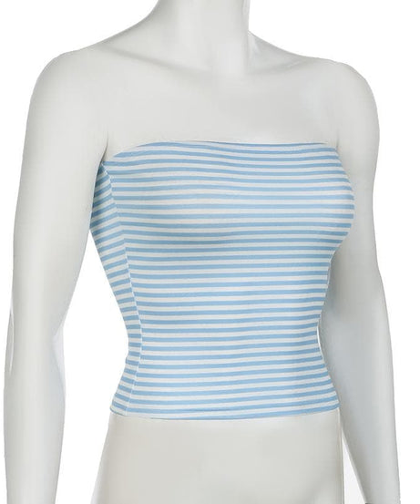 Effortless American Chic: Striped Strapless Tube Top - Your Fall Layering & Holiday Travel Essential