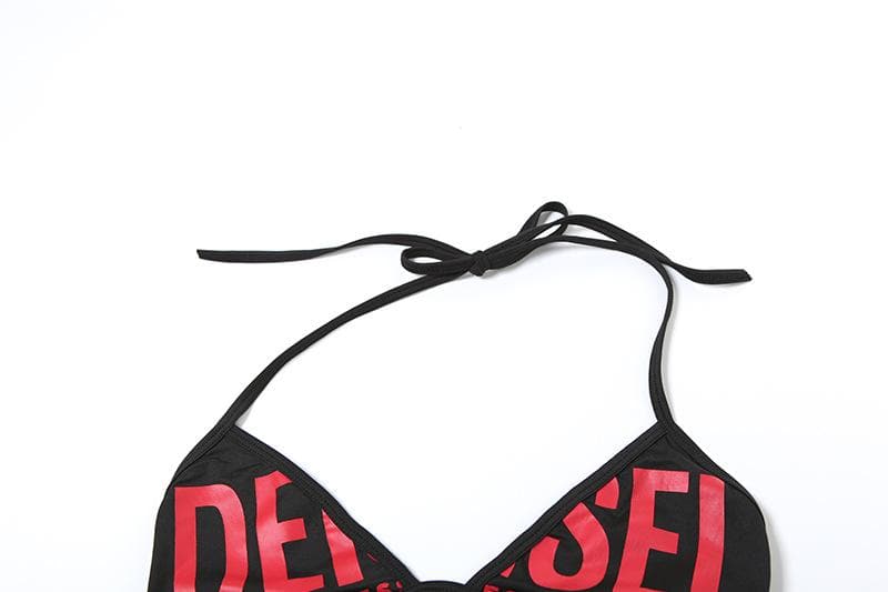 Fall Getaway Ready: Bold Graphic Halter Crop Top & Ruched Mini Skirt Set – Your Statement Night Out & Vacation Essential