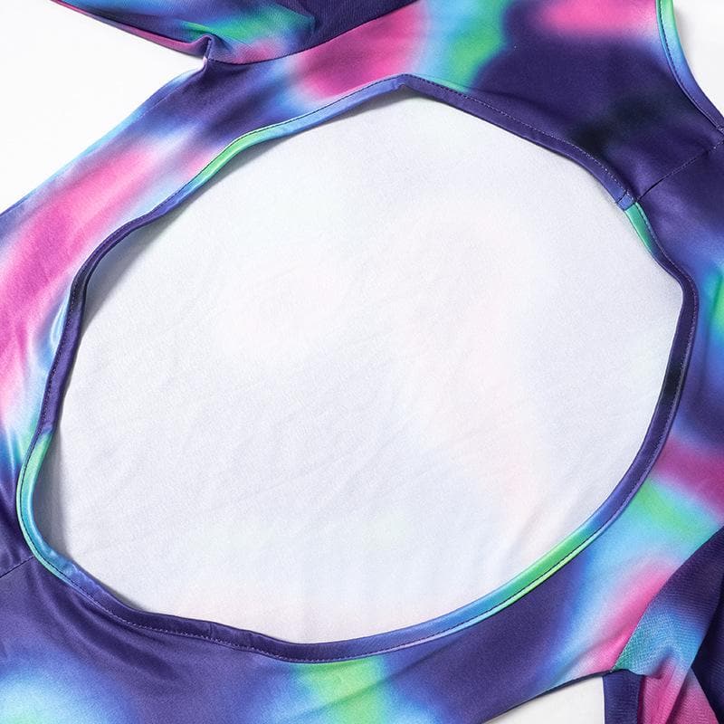 Electric Aura Mesh Long Sleeve Mini Dress - Trendy Fall Party Bodycon