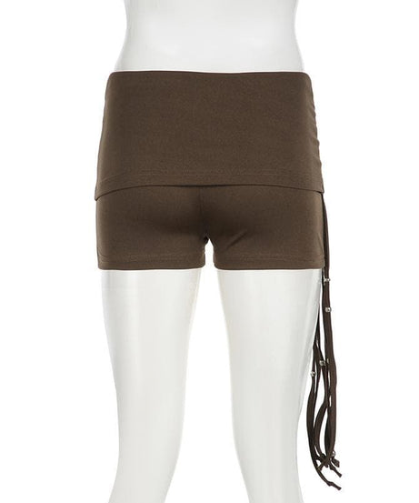 Spooky Season Chic: Y2K Low-Rise Ruched Shorts with Dazzling Beaded Tassels – Perfect for Fall Parties & Halloween