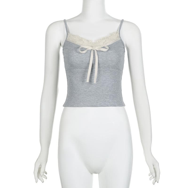 Effortless Y2K Ribbed Lace Cami Top - Fall's Must-Have Layering Piece