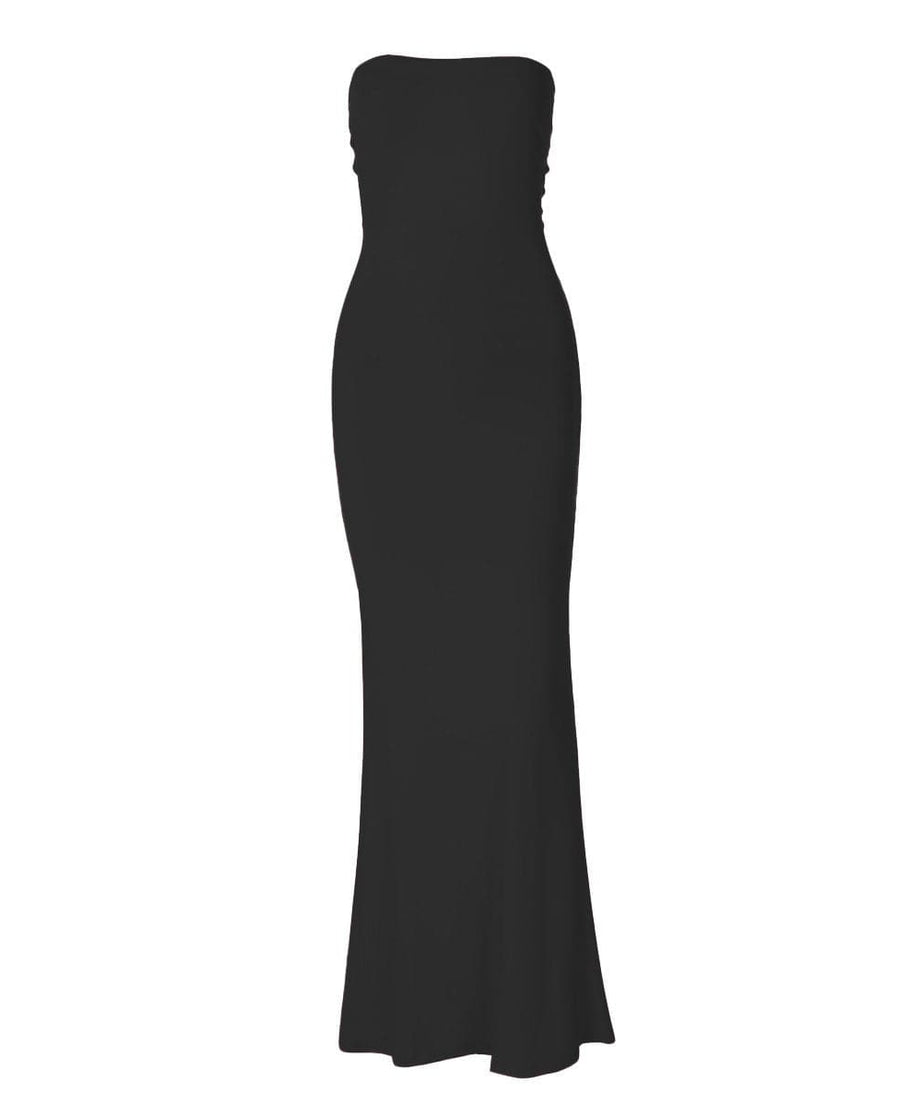 Slay the Scene: Hot Pink Strapless Maxi Gown with Knotted Lace-Up Back | Fall & Holiday Event Dress