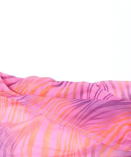 Y2K Pink Swirl Mesh Two-Piece Set: Strapless Crop Top & Asymmetric Mini Skirt - Perfect for Fall Getaways & Parties