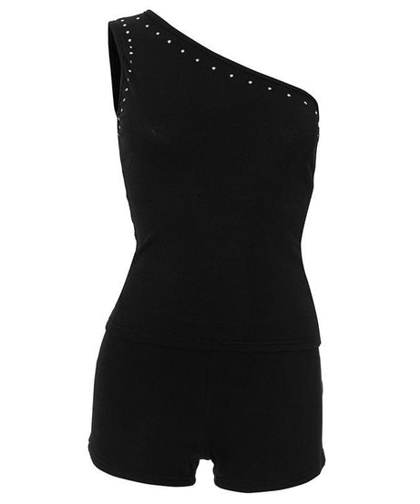 Chic White One-Shoulder Studded Romper Playsuit | Resort & New Year's Eve Ready