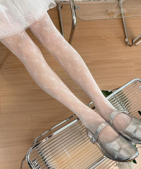 Spooky-Chic Bowknot Mesh Tights - Coquette Core for Fall & Halloween