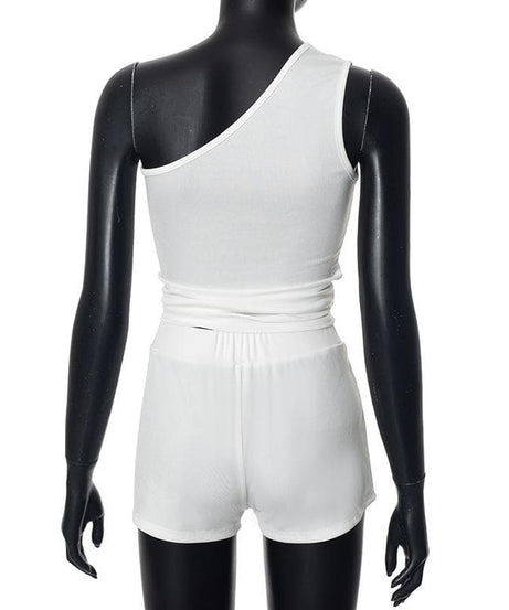 Chic White One-Shoulder Studded Romper Playsuit | Resort & New Year's Eve Ready