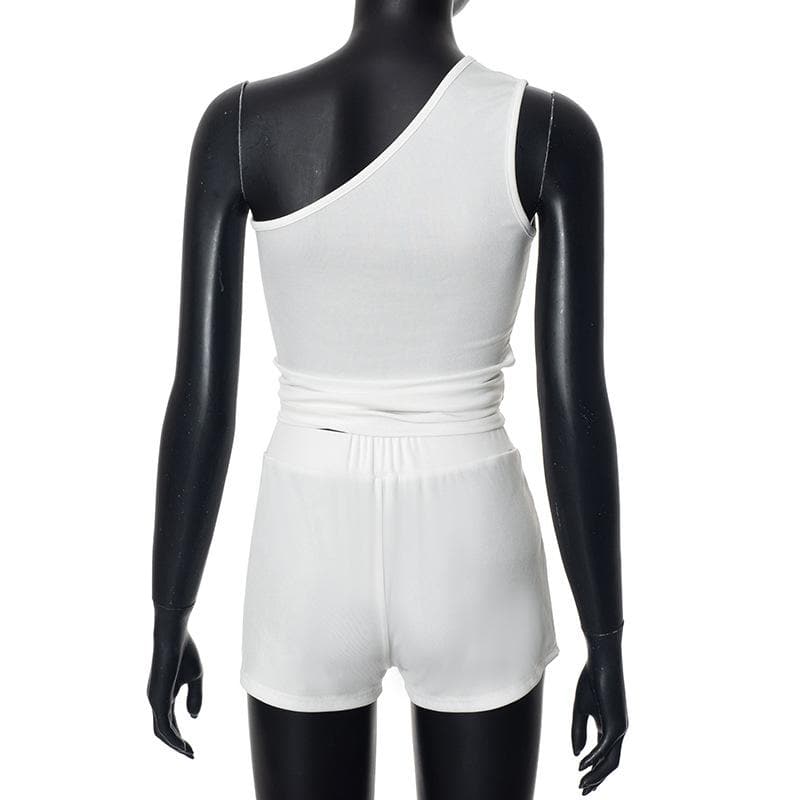 Chic White One-Shoulder Studded Romper Playsuit | Resort & New Year's Eve Ready