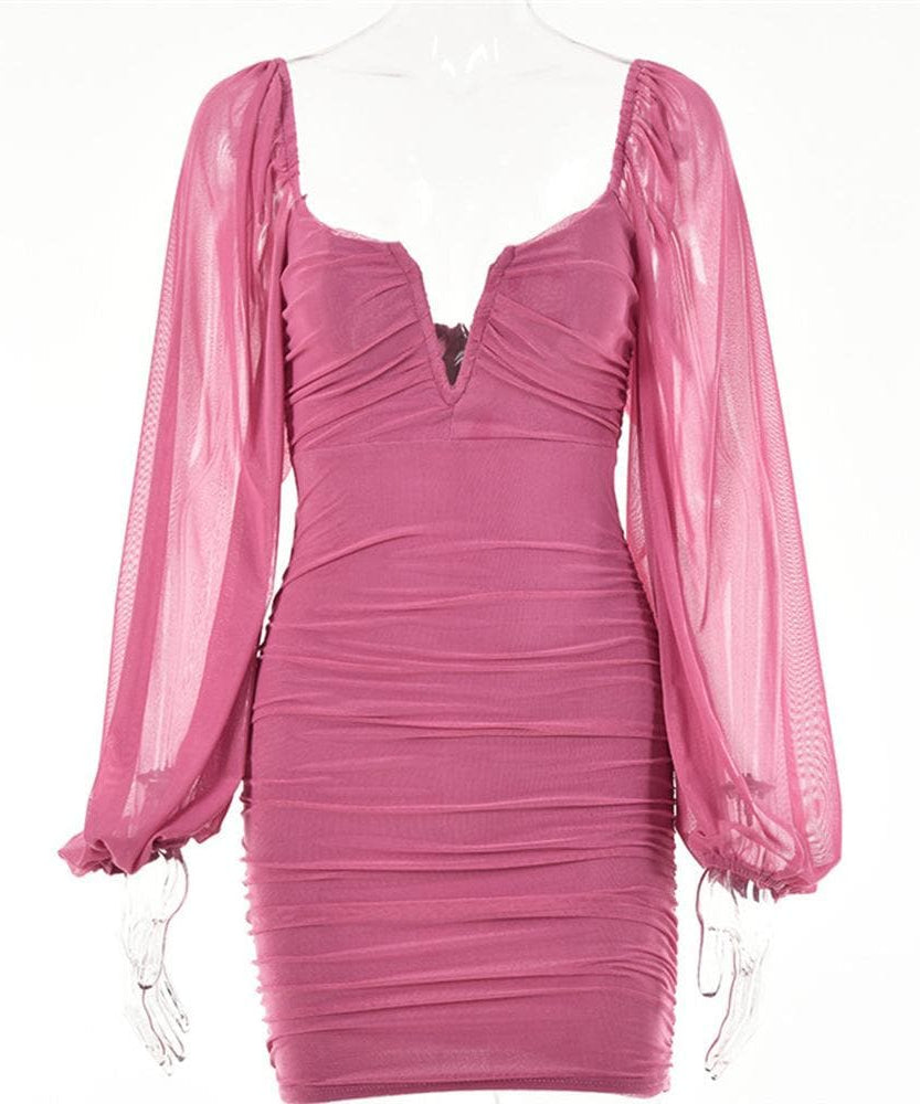 Stunning Mauve Off-Shoulder Ruched Mini Dress - Your Fall Party & Holiday Glam Go-To!