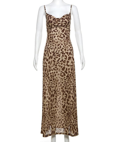Autumn Allure: Leopard Print Cowl Neck Cami Maxi Dress - Your Fall & Holiday Statement