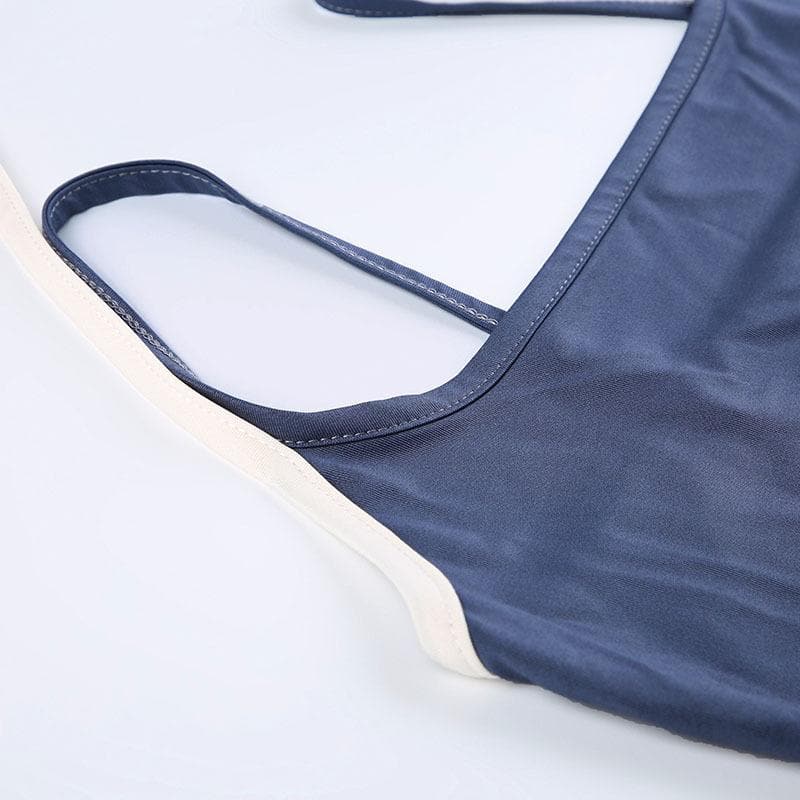 Chic Black & White Contrast Halter Crop Top – Essential Fall Style