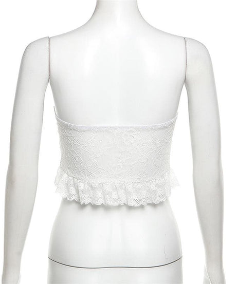 The Chic Velvet Bow & Lace Strapless Crop Top - Fall & Holiday Party Perfect!