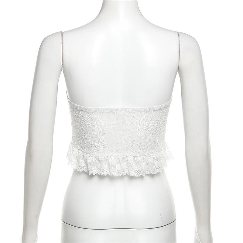 The Chic Velvet Bow & Lace Strapless Crop Top - Fall & Holiday Party Perfect!