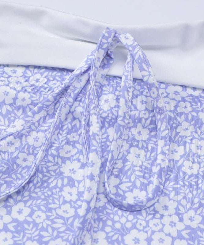 Lavender Floral Tie-Front Tube Mini Dress - Chic Fall Transition & Vacation Ready