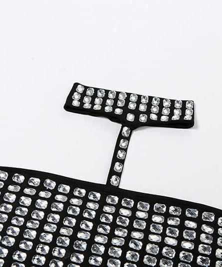 Dazzling Rhinestone Halter Crop Top - Ultimate Party, Club & Halloween Glam