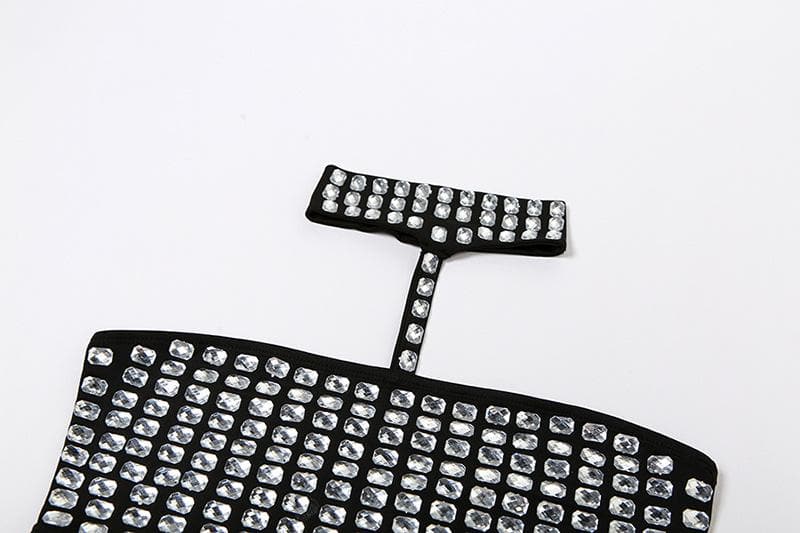 Dazzling Rhinestone Halter Crop Top - Ultimate Party, Club & Halloween Glam