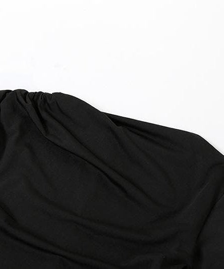 Effortless Chic: Black Ruched Long Sleeve Maxi Dress - Fall & Holiday Style