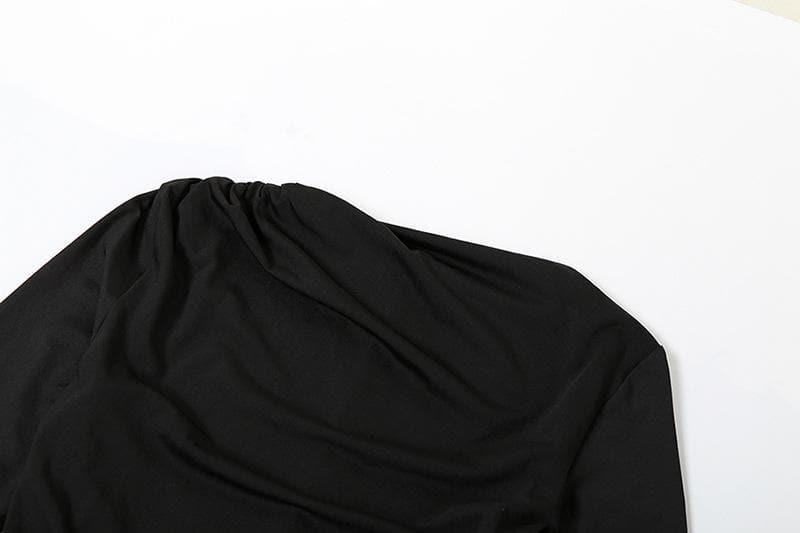 Effortless Chic: Black Ruched Long Sleeve Maxi Dress - Fall & Holiday Style