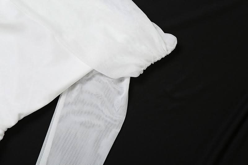 Dreamy Angelic Off-Shoulder Ruffle Tunic Top - Sheer Mesh Long Sleeves for Enchanting Fall Style