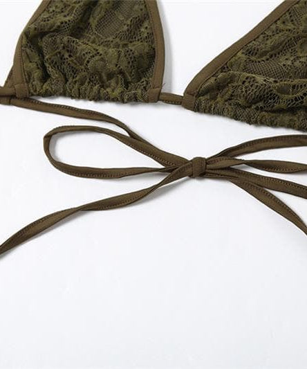 Sultry Chocolate Lace Halter Top & Cutout Mini Skirt Set - Edgy Y2K Party & Halloween Vibe