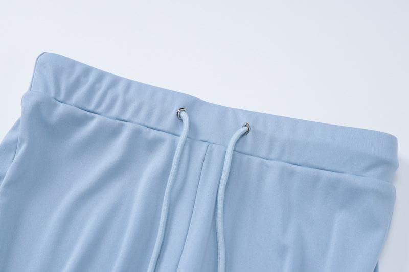 Y2K Dreamy Baby Blue Lace Halter Crop & Flare Pant Set | Cozy Chic Loungewear