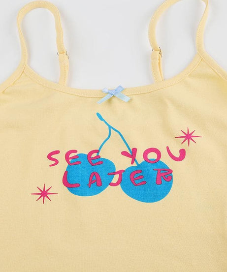 Y2K Cherry 'See You Later' Cami & Shorts Set - Comfy Loungewear for Cozy Fall Nights