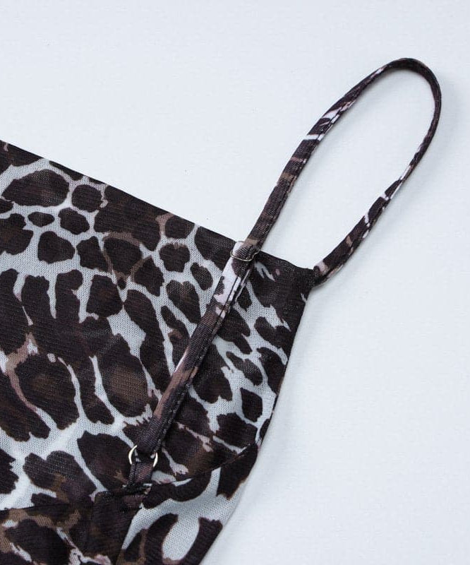 Slinky Leopard Print Cowl Neck Maxi Dress with High Slit - Fall & Holiday Glam