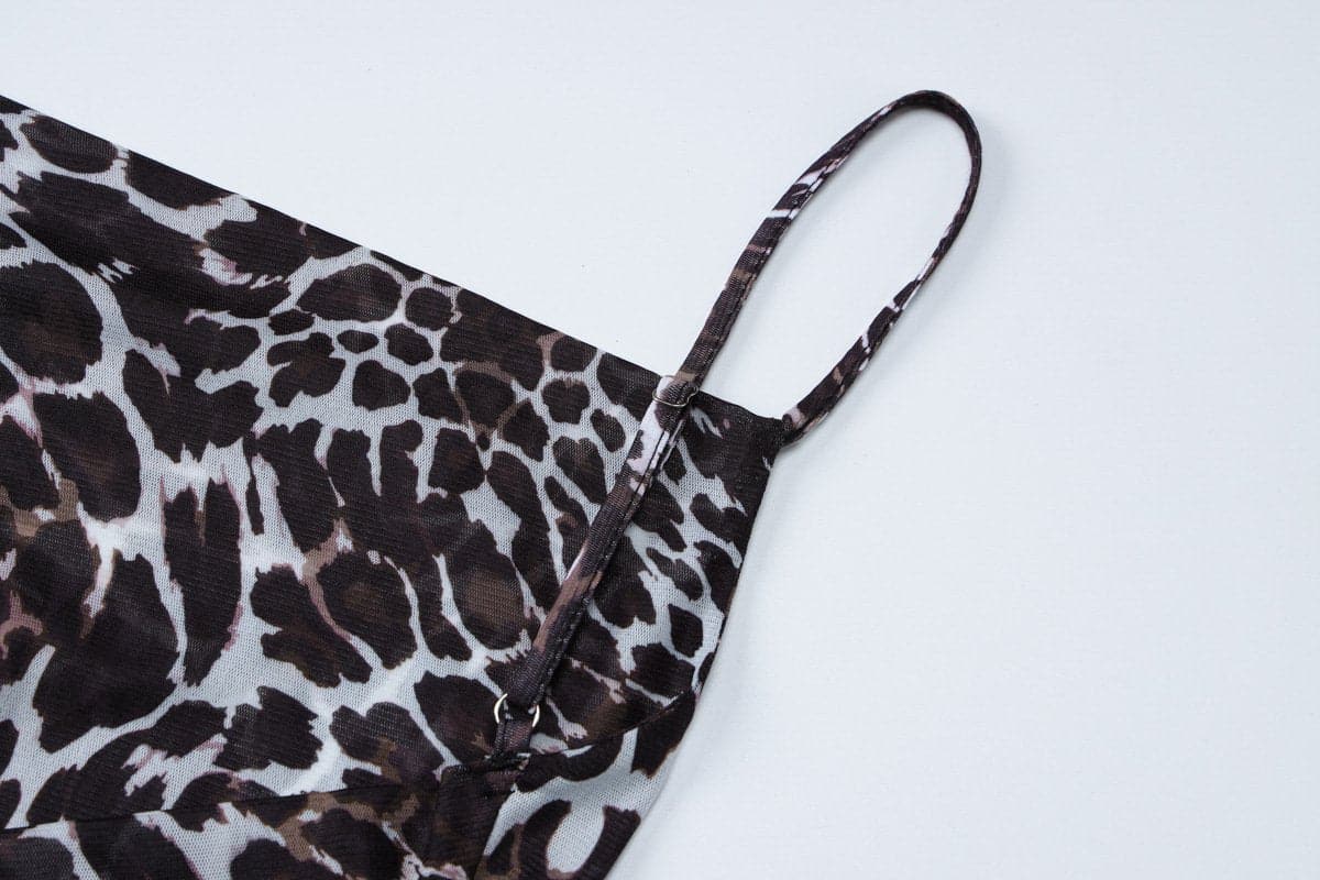 Slinky Leopard Print Cowl Neck Maxi Dress with High Slit - Fall & Holiday Glam