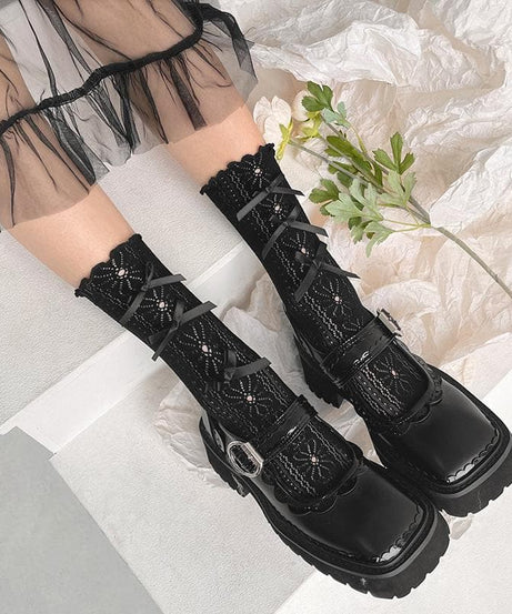 Coquette Charm: Bow Lace Ruffle Socks & Chunky Mary Jane Shoes - Fall 2025 Academia Style