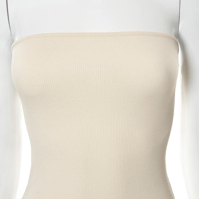 Cozy Chic Strapless Ribbed Knit Bell Bottom Jumpsuit | Effortless Fall Style with Lace-Up Back