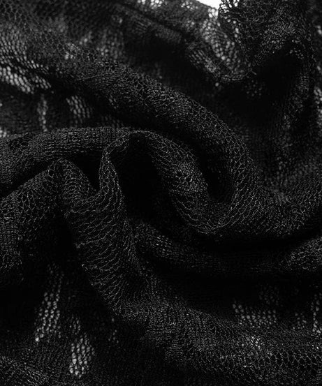 Sultry Black Lace Off-Shoulder Crop Top & Mini Skirt Set - Perfect for Fall Nights & Halloween