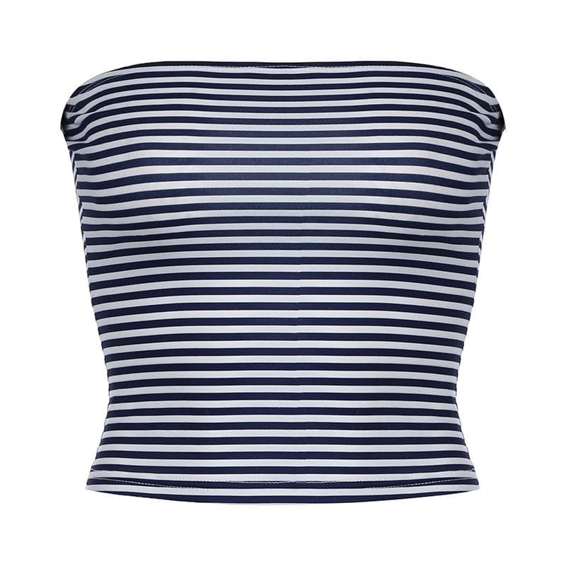 Effortless American Chic: Striped Strapless Tube Top - Your Fall Layering & Holiday Travel Essential