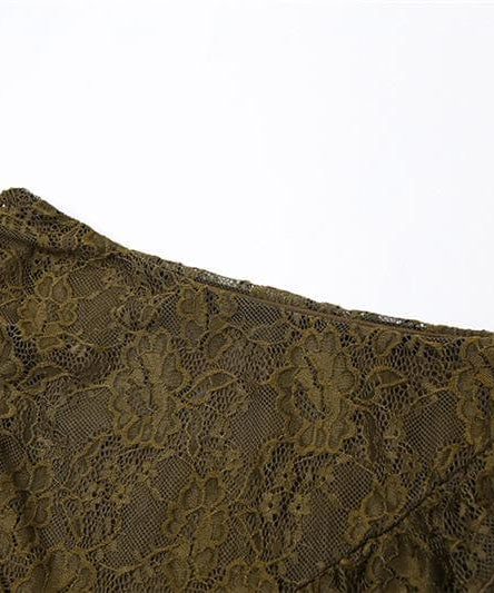 Sultry Chocolate Lace Halter Top & Cutout Mini Skirt Set - Edgy Y2K Party & Halloween Vibe