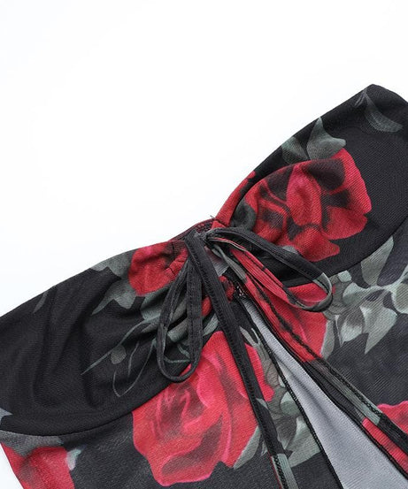 Fall Romance Rose Mesh Strapless Maxi Skirt Set | Holiday Glam