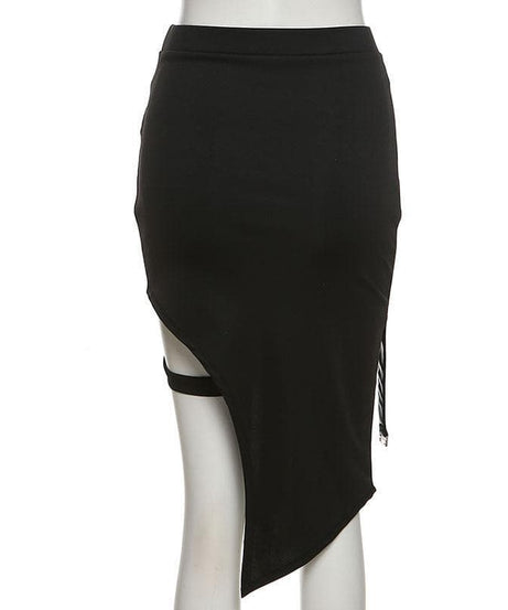 Rogue Elegance Asymmetric Garter Slit Skirt - Your Ultimate Fall & Halloween Statement Piece