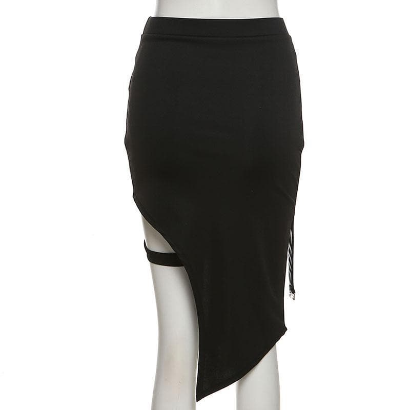 Rogue Elegance Asymmetric Garter Slit Skirt - Your Ultimate Fall & Halloween Statement Piece