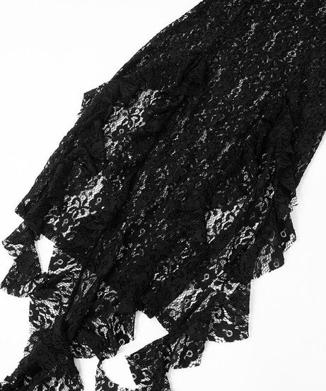 Obsidian Allure: Black Lace Ruffle High-Slit Mini Dress - Fall & Holiday Party Ready