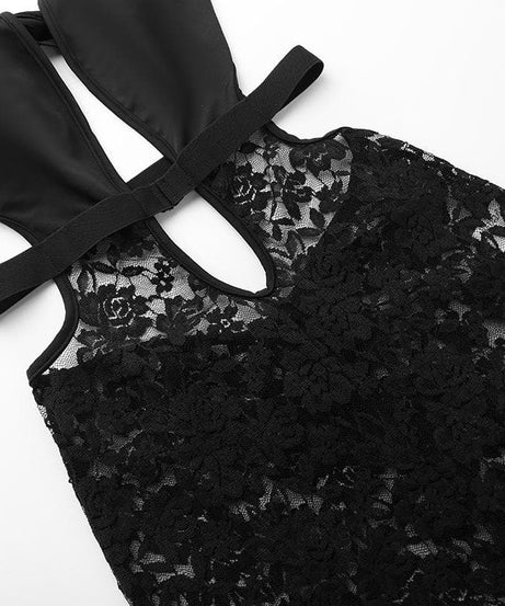 Sultry Black Lace Halter Jumpsuit with Deep V & Flared Legs | Perfect for Halloween & Fall Parties