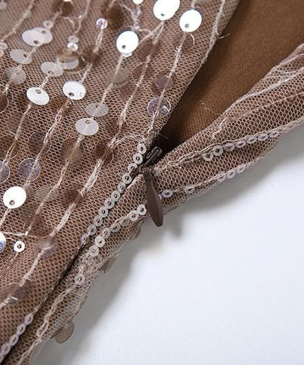 Dazzling Bronze Sequin Halter Cowl Neck Mini Dress - Your Holiday & NYE Party Essential