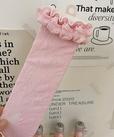 Whimsical Blush Pink Ruffle Lace Socks - Sweet Style for Fall & Beyond