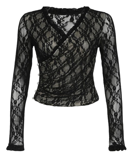 Sultry Chic Black Lace Wrap Top - Your Essential for Fall Nights & Holiday Glam