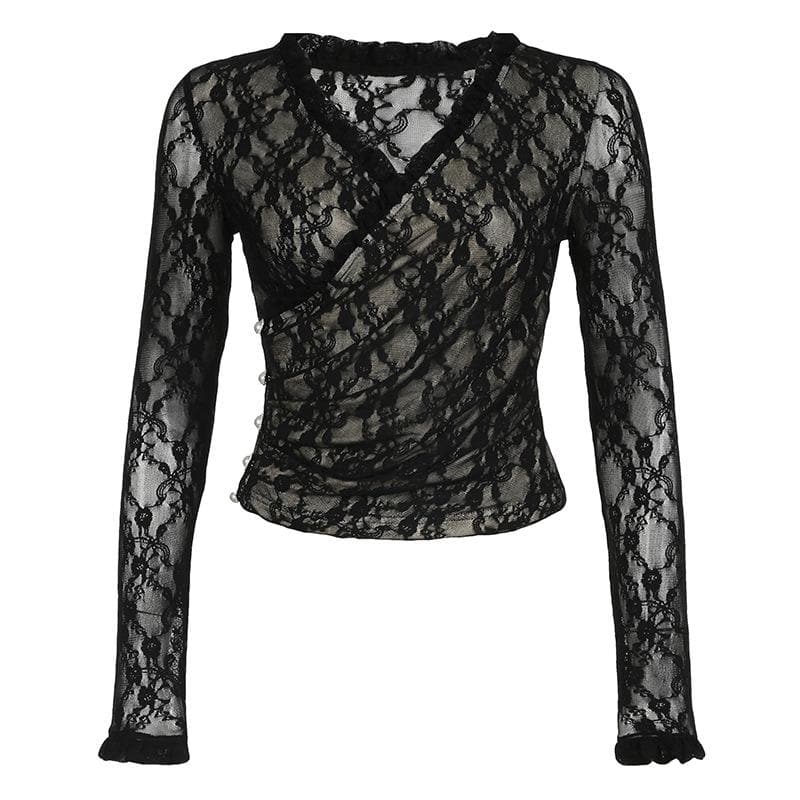 Sultry Chic Black Lace Wrap Top - Your Essential for Fall Nights & Holiday Glam