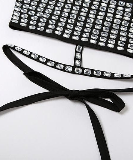 Dazzling Rhinestone Halter Crop Top - Ultimate Party, Club & Halloween Glam