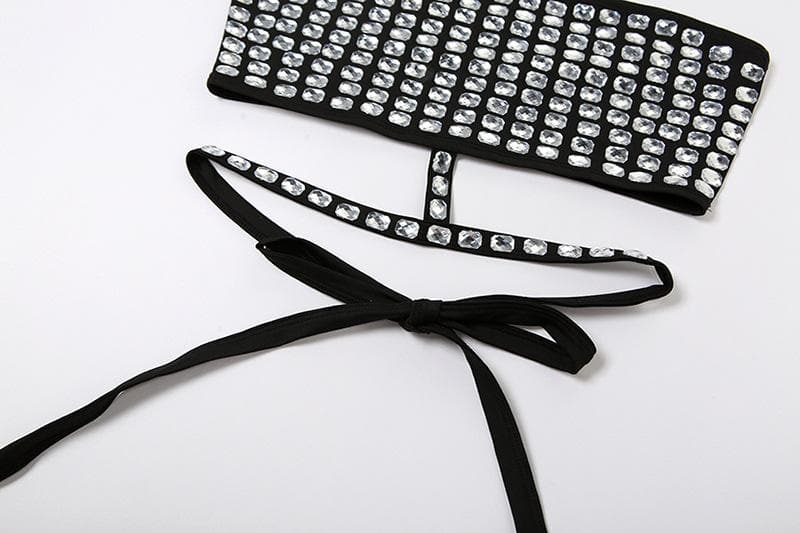 Dazzling Rhinestone Halter Crop Top - Ultimate Party, Club & Halloween Glam